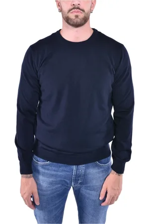 KANGRA CASHMERE Strik, Herre, Blå, XL, Uld, Uld Crewneck Sweater