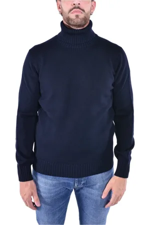 KANGRA CASHMERE Strik, Herre, Blå, S, Uld, Uld Turtleneck Sweater