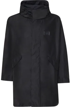 Dolce & Gabbana Frakke, Herre, Sort, XL, Uld, Sort Vindtæt Vandtæt Lynlås Jakke