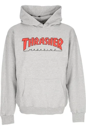 Thrasher Sweathshirts & Hoodies, Herre, Grå, XL, Bomuld, Hættetrøje Light Steel/Rød