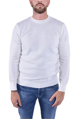 KANGRA CASHMERE Strik, Herre, Hvid, L, Uld, Uldstriktrøje med prikker