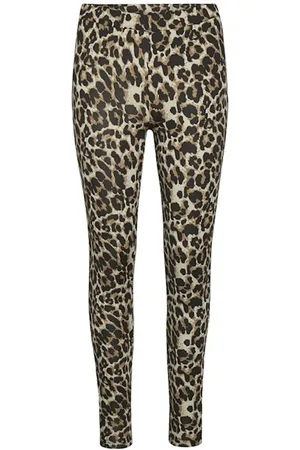 Kaffe Bukser, Dame, Brun, XS, Uld, Leopard Print Leggings Bukser
