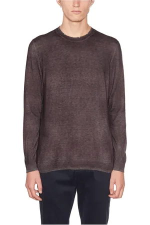 AVANT TOI Strik, Herre, Sort, S, Ødelagt Crewneck Sweater