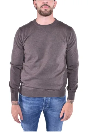 KANGRA CASHMERE Strik, Herre, Grå, 2XL, Uld, Uld Rund Hals Sweater