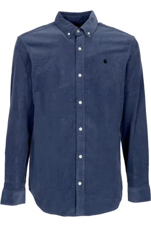 Carhartt Skjorte, Herre, Blå, XL, Bomuld, Velvet Langærmet Skjorte Hudson Blå/Sort