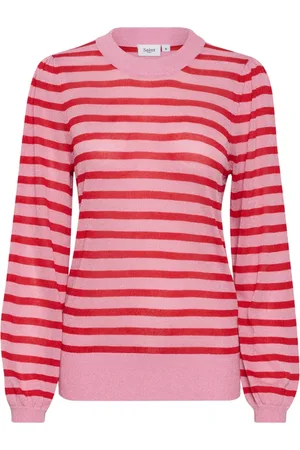 Saint Tropez Strik, Dame, Rød, XL, Uld, Glitrende Pullover Sweater Pink Frosting