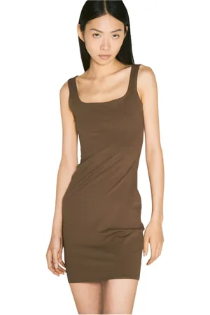 Entire Studios Kjole, Dame, Brun, L, Nylon, Square Neck Mini Kjole
