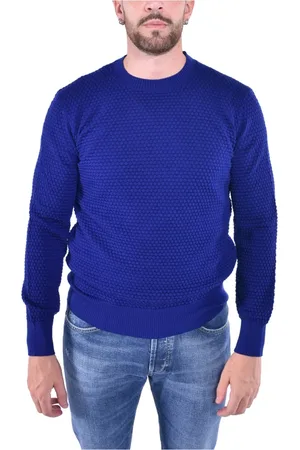 KANGRA CASHMERE Strik, Herre, Blå, L, Uld, Uldstriktrøje med prikker