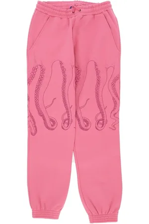 Octopus Bukser, Herre, Lyserød, XS, Bomuld, Rosa Fleece Sweatpants med Tentakel Print