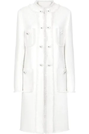 Dolce & Gabbana Frakke, Dame, , M, Tweed, Creme Tweed Frakke Frynsekant