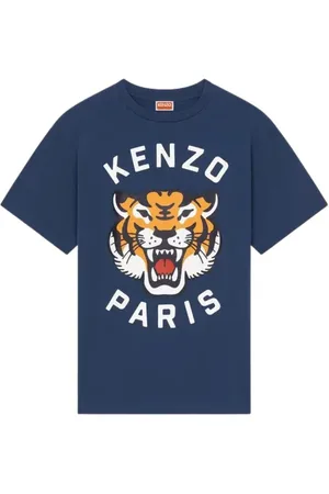 Kenzo Top, Herre, Blå, S, Bomuld, Lucky Tiger Oversize T-shirt