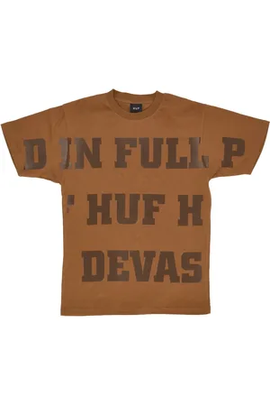 Huf Top, Herre, Brun, S, Bomuld, Stor Gummi Herre Crew Neck T-shirt