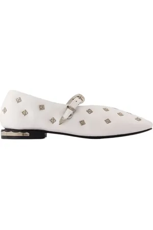 TOGA PULLA Sko, Dame, Hvid, 35 EU, Læder, Hvide Læder Ballerinaer Slip-On Rund Tå