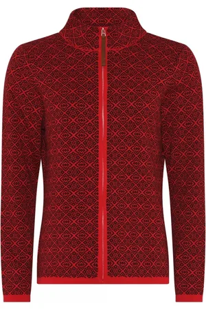 Skovhuus Strik, Dame, Rød, 2XL, Bomuld, Turtleneck Zippet Cardigan Roccoco