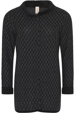 Skovhuus Strik, Dame, Sort, L, Bomuld, Jacquard Cardigan Sort/Zink