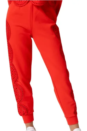 Stella McCartney Bukser, Dame, Rød, M, Uld, Broderie Anglaise Detalje Jersey Bukser
