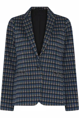 C.ro Jakke, Dame, Blå, L, Polyester, Blåtternet Blazer Ditte Stil
