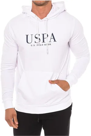 U.S. Polo Assn. Sweathshirts & Hoodies, Herre, Hvid, M, Bomuld, Hættetrøje med justerbar snor