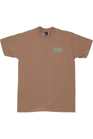 Huf Top, Herre, Brun, S, Bomuld, Herre Tee Kamel Rund Hals Regulær Pasform