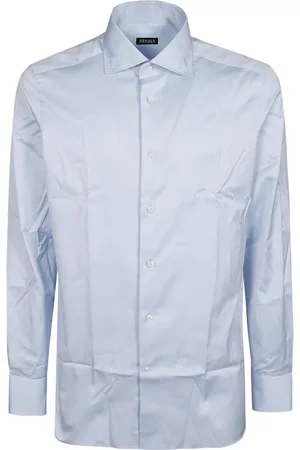 Ermenegildo Zegna Skjorte, Herre, Blå, M, Bomuld, Klassisk langærmet skjorte