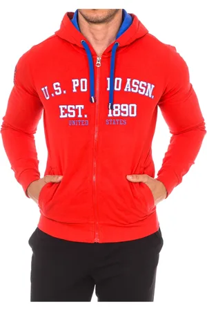 U.S. Polo Assn. Sweathshirts & Hoodies, Herre, Rød, M, Bomuld, Hættetrøje med lynlås