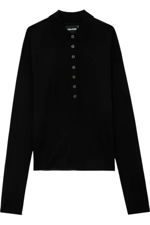Zadig & Voltaire Strik, Dame, Sort, M, Cashmere, Brun Latte Cashmere Polo Sweater