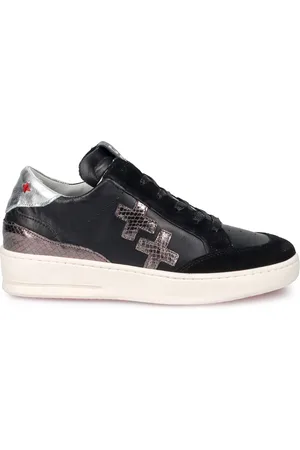 Gio+ Sko, Dame, Sort, 36 EU, Læder, Sorte Lædersneakers med Aftagelig Indersål