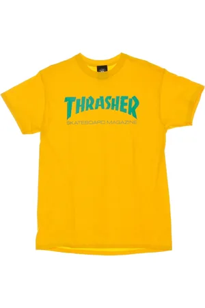 Thrasher Top, Herre, Gul, XL, Uld, Guld/Grøn Skatemag Tee Kortærmet T-shirt