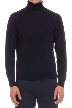 DRUMOHR Strik, Herre, Blå, 2XL, Uld, Blå Sweater Ekstra Fin Uld Dolcevita