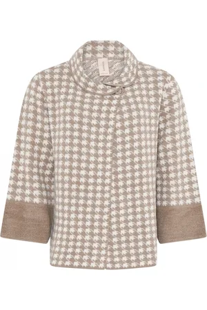 Skovhuus Strik, Dame, Brun, M, Uld, Ternet uldcape cardigan kamel