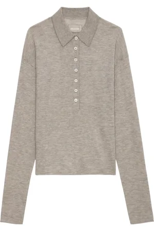 Zadig & Voltaire Strik, Dame, , M, Cashmere, Brun Latte Cashmere Polo Sweater
