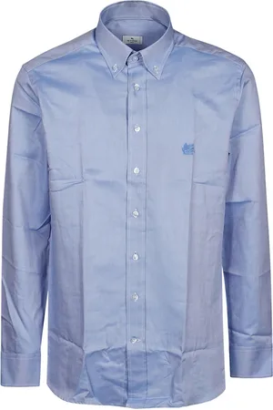 Etro Skjorte, Herre, Blå, M, Bomuld, Logo Button Down Skjorte