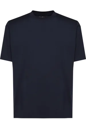Giuliano Galiano Top, Herre, Blå, 2XL, Blå Rund Hals T-shirt Made in Italy