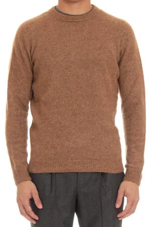 Roberto Collina Strik, Herre, Brun, XL, Cashmere, Luksus Cashmere-Silke Sweater