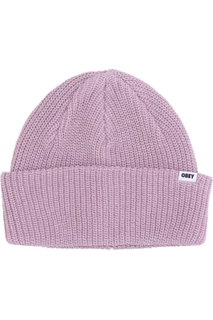 Obey Tilbehør, Herre, Lyserød, ONE SIZE, Bomuld, Lilla Kridt Beanie Hat