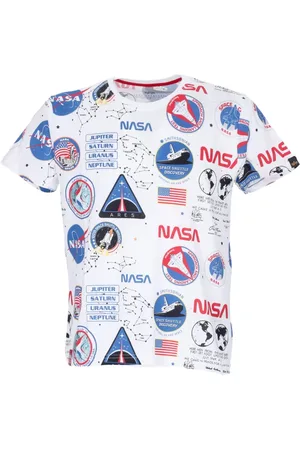 Alpha Industries Top, Herre, Flerfarvet, L, Bomuld, Hvid All Over Print T-shirt