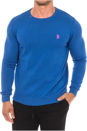 U.S. Polo Assn. Strik, Herre, Blå, 4XL, Bomuld, Rund Hals Langærmet Jersey