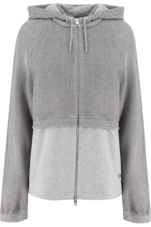 PANICALE Sweathshirts & Hoodies, Herre, Grå, 2XS, Bomuld, Dobbeltstof Zip Sweatshirt med Justerbar Hætte