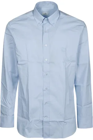 Etro Skjorte, Herre, Blå, 2XL, Bomuld, Logo Button Down Skjorte