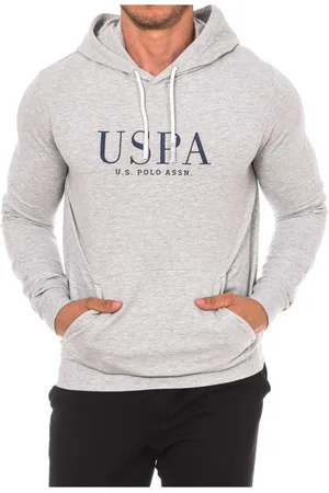 U.S. Polo Assn. Sweathshirts & Hoodies, Herre, Grå, 2XL, Bomuld, Hættetrøje med justerbar snor