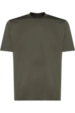 Giuliano Galiano Top, Herre, Grøn, 2XL, Uld, Army Rund Hals T-shirt
