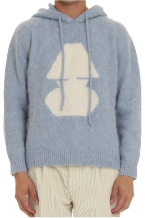 Autry Sweathshirts & Hoodies, Herre, Blå, M, Klar Blå Jacquard Sweater Hættetrøje