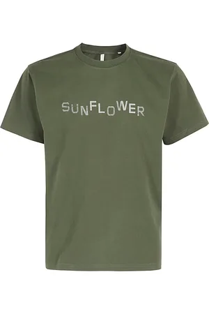 Sunflower Top, Herre, Grøn, S, Uld, Stilfuld Overdyed Kortærmet Skjorte