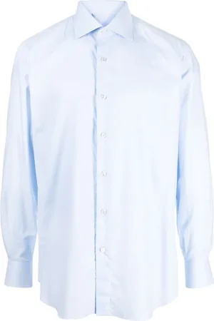 BRIONI Skjorte, Herre, Blå, XL, Bomuld, Bomuldsskjorte Made in Italy