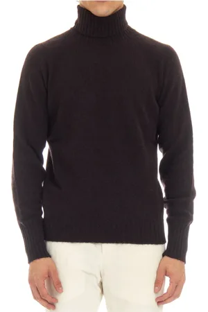 DRUMOHR Strik, Herre, Brun, XL, Uld, Brun Uldtrøje Dolcevita Stil