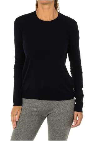 Emporio Armani Strik, Dame, Blå, 2XL, Uld, Marineblå Langærmet Jersey Klassisk Design