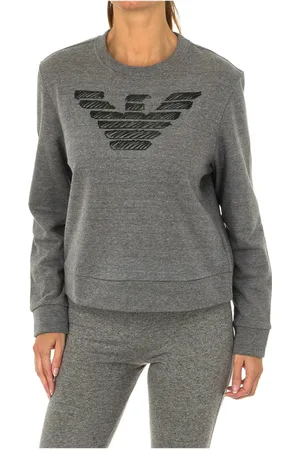 Emporio Armani Sweathshirts & Hoodies, Dame, Grå, XL, Bomuld, Langærmet hvid jersey skjorte