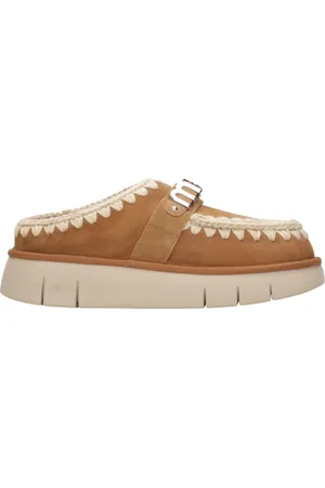 Mou Sko, Dame, Brun, 41 EU, Læder, Fåreskind Træsko Sandaler med Metal Logo