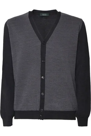 ZANONE Strik, Herre, Grå, L, Uld, Grå Uld V-Hals Sweater