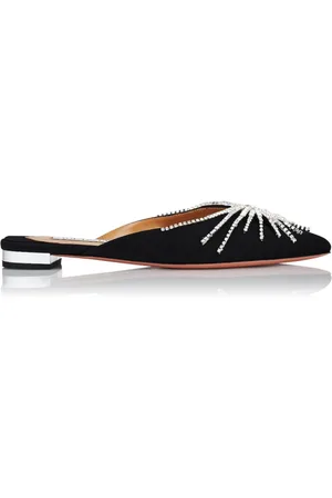 Aquazzura Sko, Dame, Sort, 36 1/2 EU, Elegante Mules med Snakeskin Detaljer